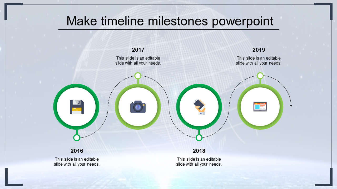 Attractive Timeline Design PowerPoint With Globe Background
